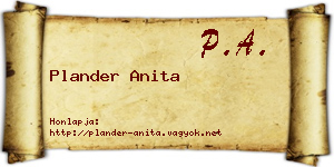 Plander Anita névjegykártya