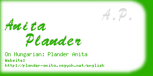 anita plander business card